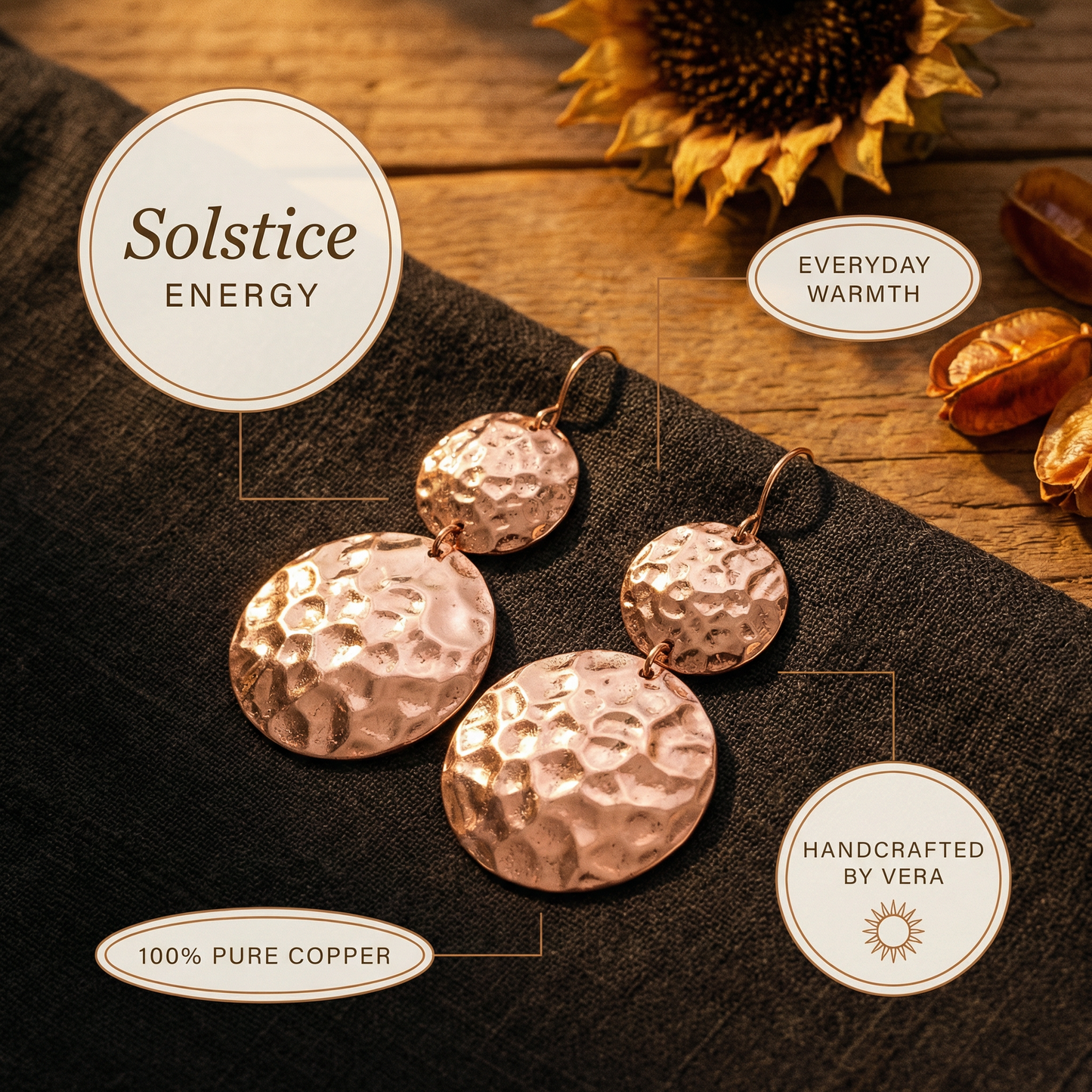 Cuvera Solstice Copper Earrings