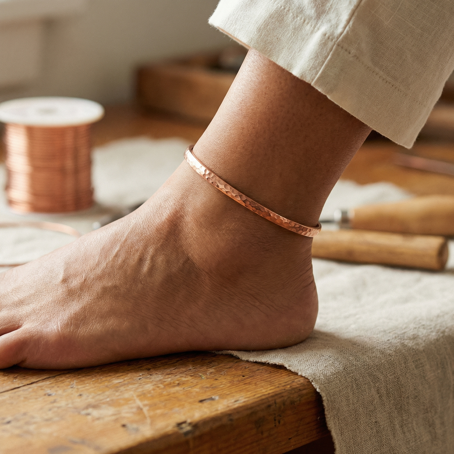 Cuvera Sand Copper Anklet