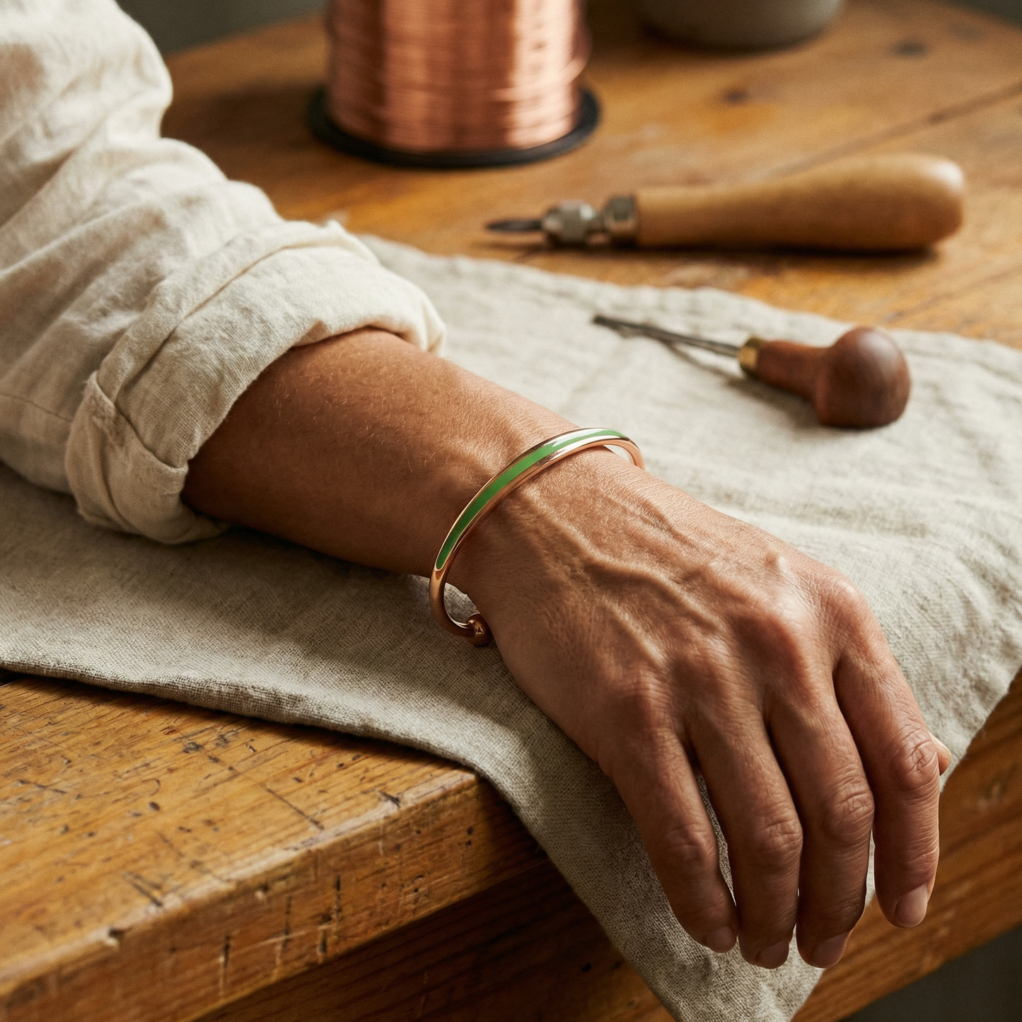Cuvera Jade Copper Bracelet