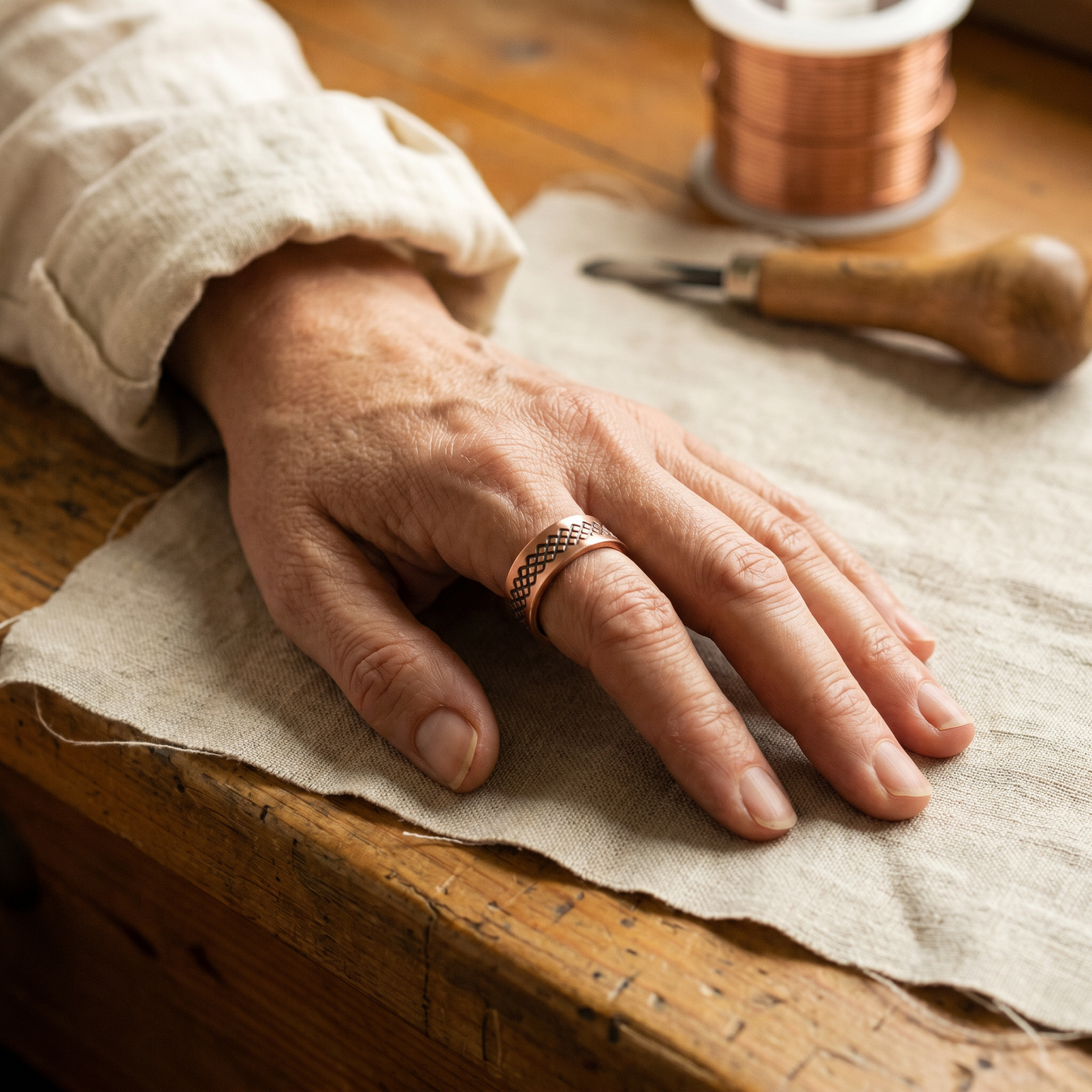 Cuvera Grid Copper Ring
