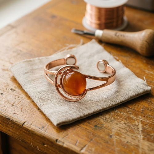 Cuvera Sphere Orange Copper Bracelet