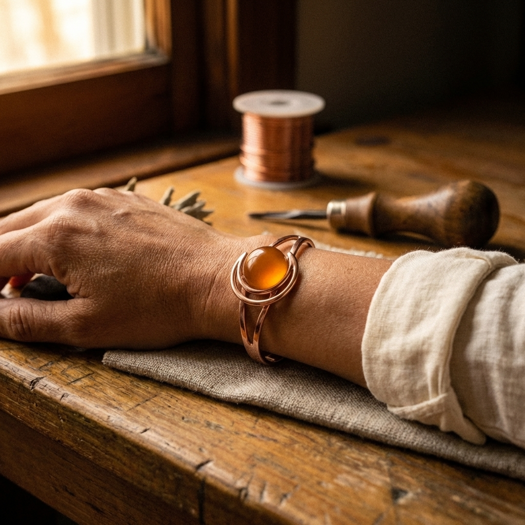 Cuvera Sphere Orange Copper Bracelet