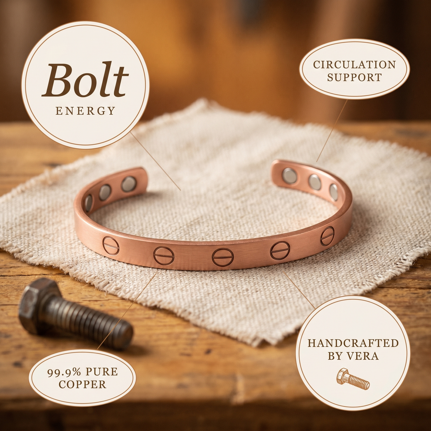Cuvera Bolt Copper Bracelet