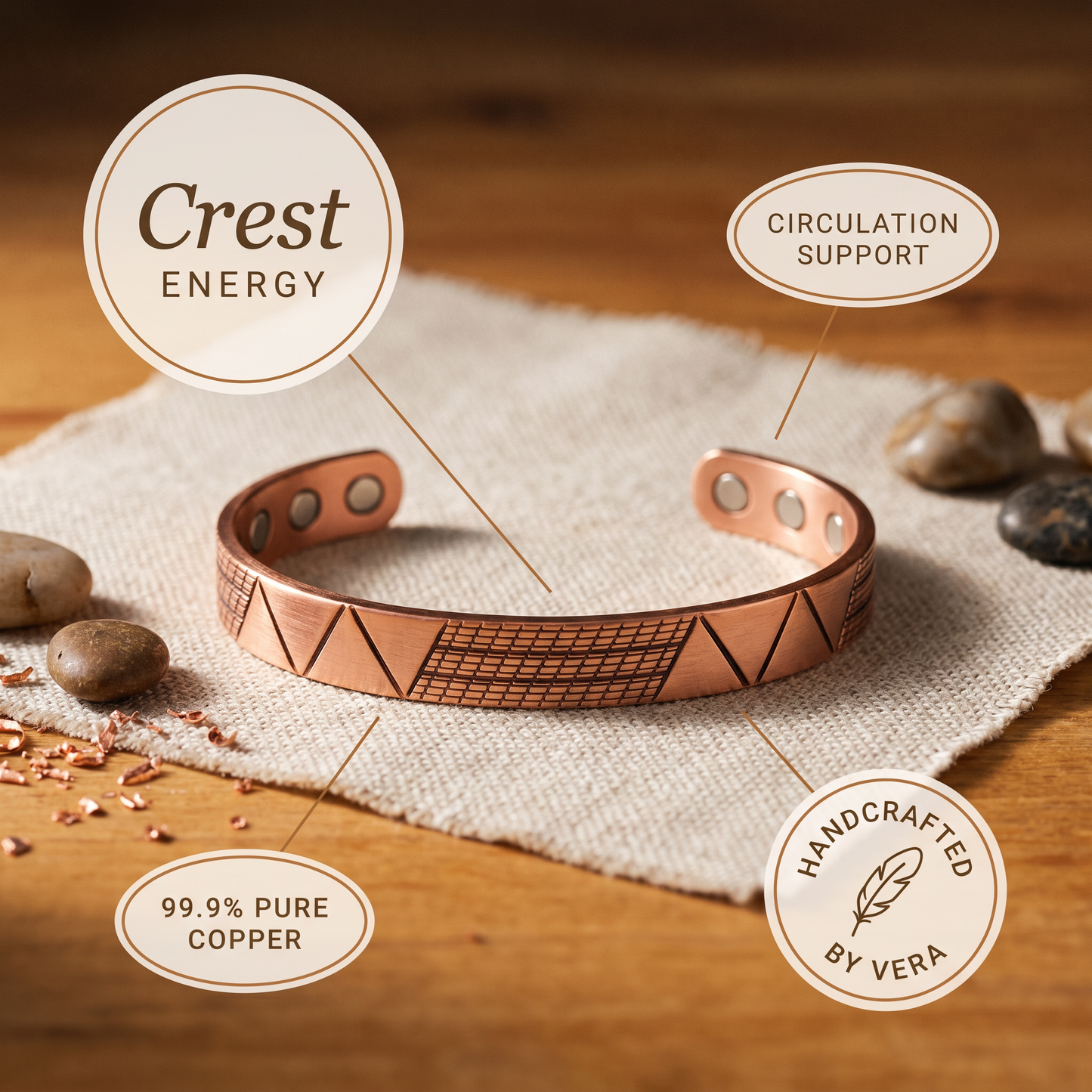 Cuvera Crest Copper Bracelet