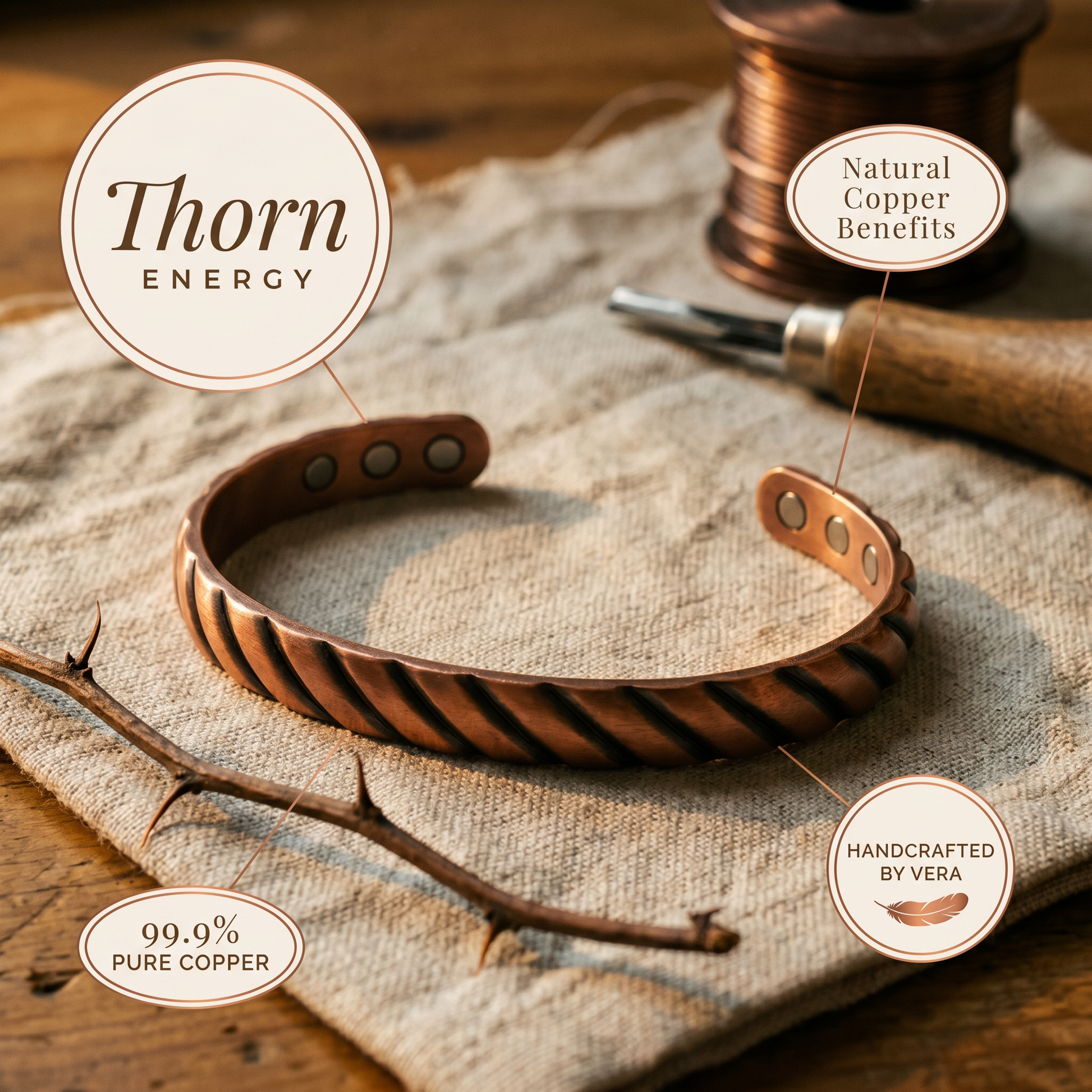 Cuvera Thorn Copper Bracelet
