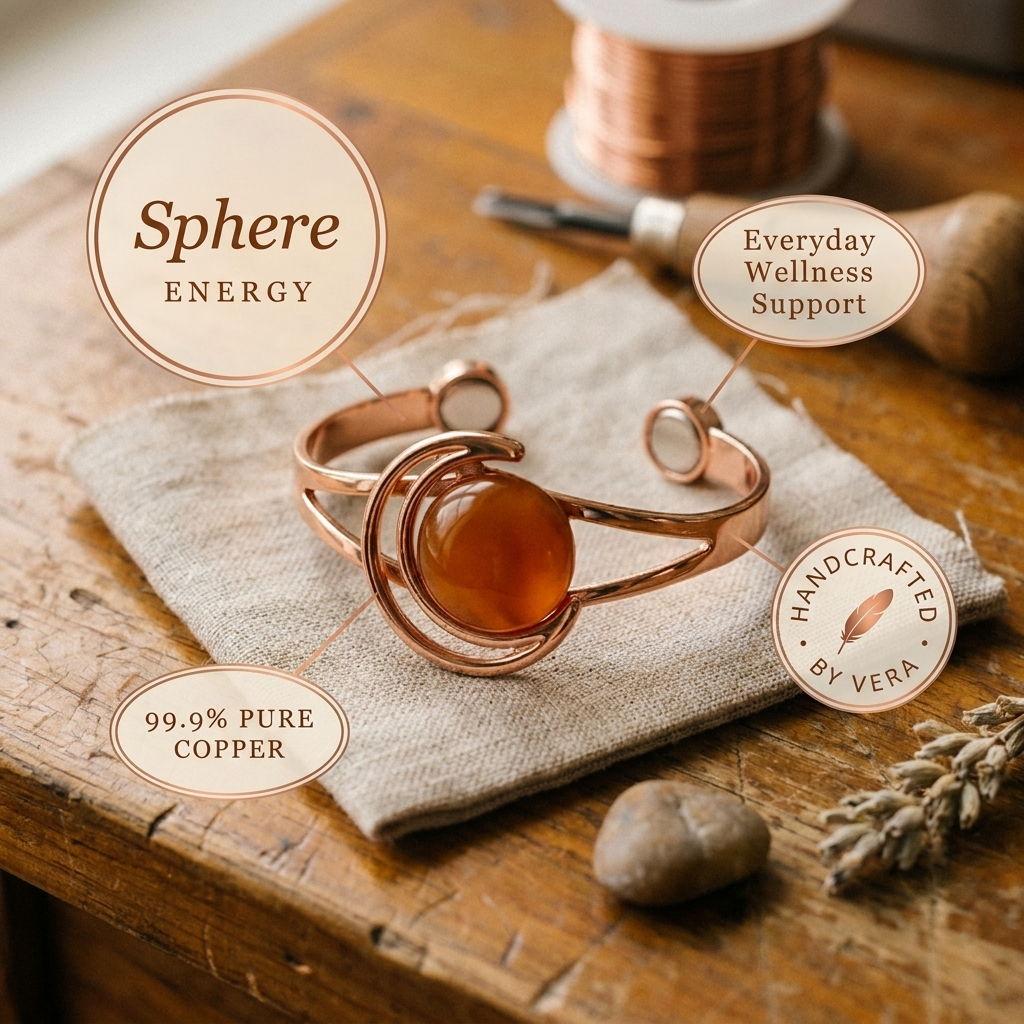 Cuvera Sphere Orange Copper Bracelet